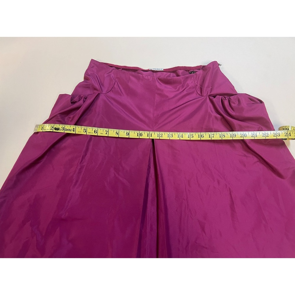 Miu Miu A-Line Skirt Reddish-Purple Acetate Blend Gather Hip Pockets SZ 38/M - Picture 13 of 14